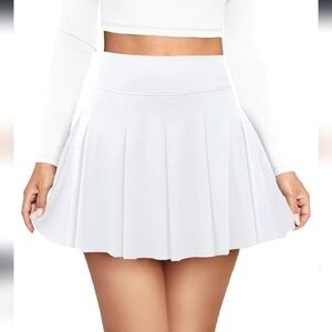 Pleated Ultra-soft, Stretchy High Waisted Mini Skort with 2 Hidden Pockets